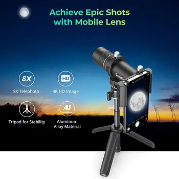 SmallRig 8X Telephoto Lens for Mobile Phone (T-Mount), 8X Optical Zoom HD Telephoto Lens Support Hand-held Spot Shooting - 4737 detail image
