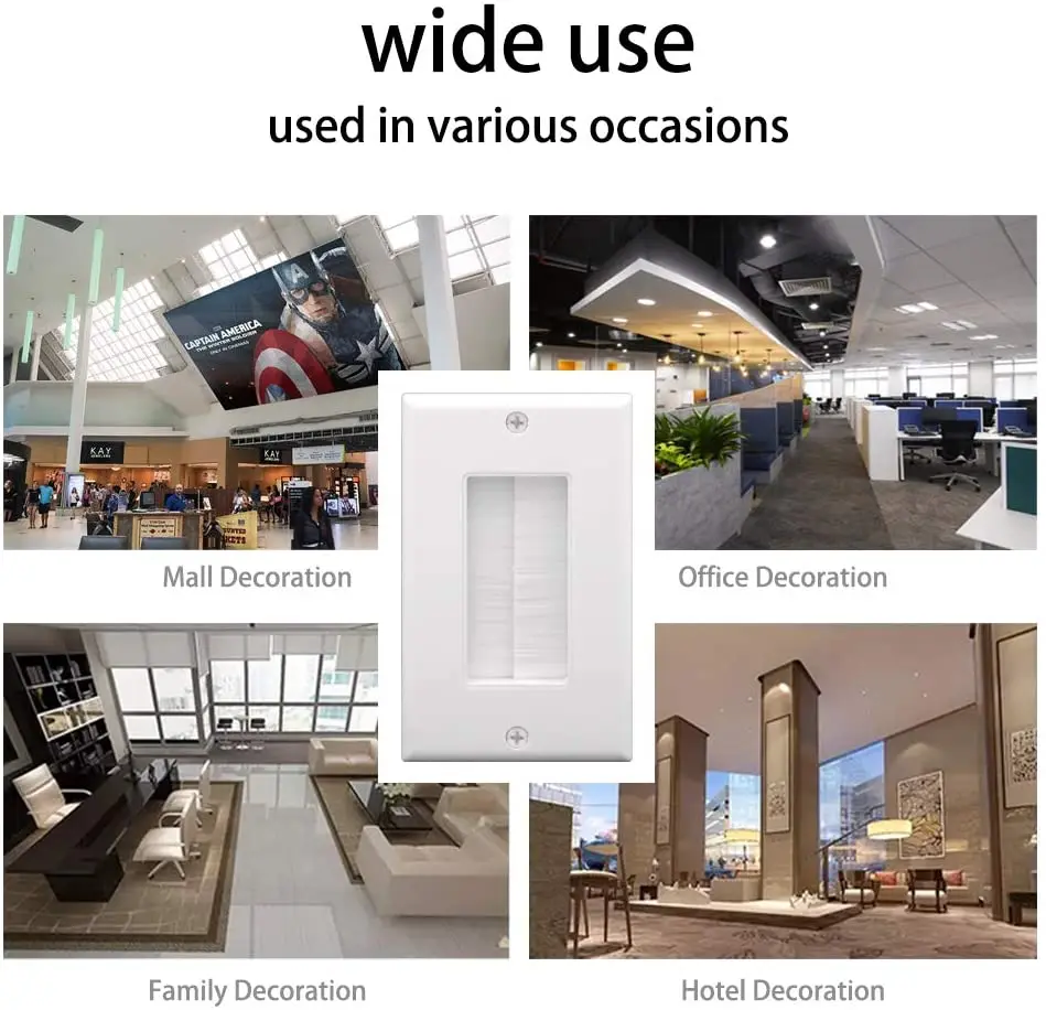 Стенная пластина для кистей с одним монтажным кронштейном кабель проходит через вставку проводов одиночный кабельный