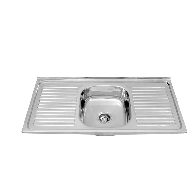 OEM Supplier Fregadero De Acero Inoxidable 1.2M Big Kitchen Sink Sanitary Ware Basin Restaurant Washing Machine with Drain Board