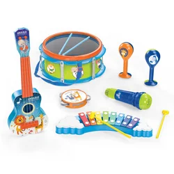 Набор музыкальных инструментов для малышей Обучающие музыкальные игрушки укулеле детский барабан игровой