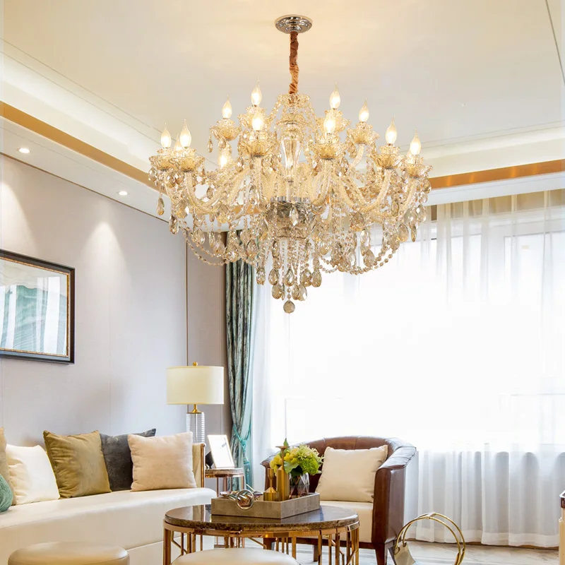 JYLIGHTING Creative elegant texture European classic retro romantic cognac living room dining room candle glass crystal chandelier