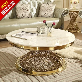 Modern antique hot sale hotel furniture marble top center coffee table home living room furniture metal coffee table