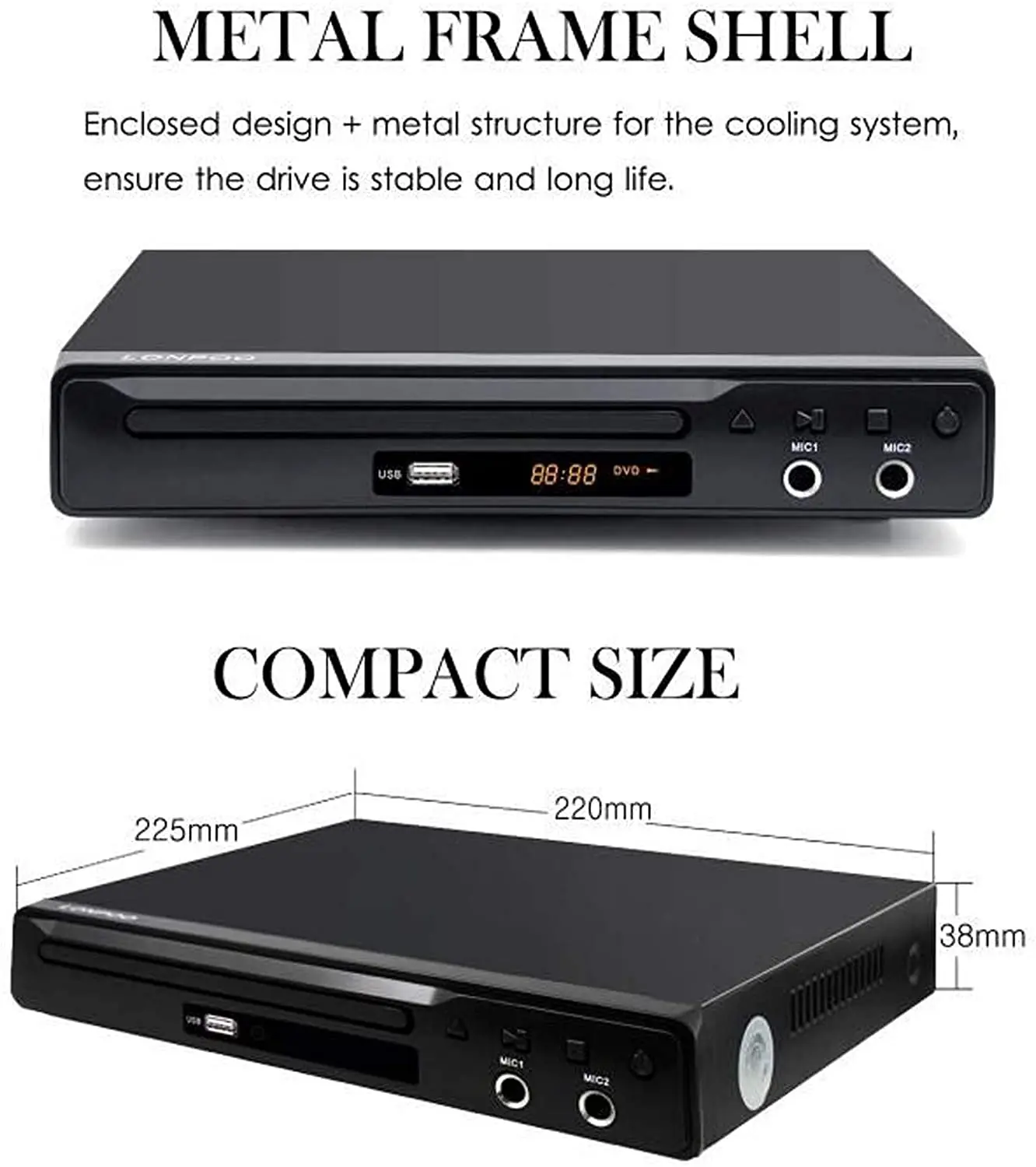Lonpoo Home Dvd & Vcd Player With 1080p Resolution