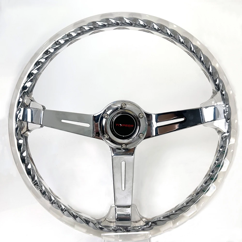クリアツイストステアリング350mm 350mm Hitman Twist Crystal Acrylic Steering Wheel - Gaming