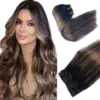 7pcs-clipins-natural black balayage light brown highlights