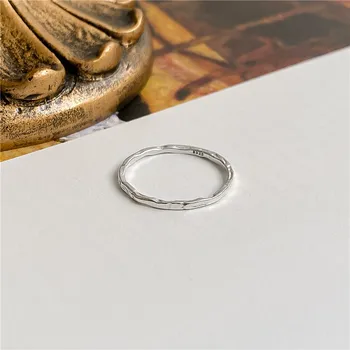 925 sterling hammer texture ring slender plain ring knuckles closed thin ring silver jewelry manufacturer wholesale