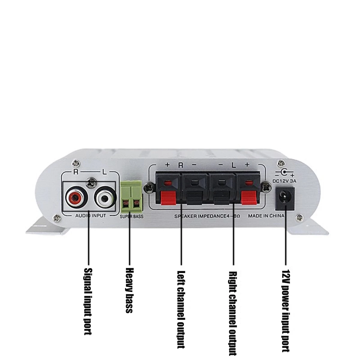 Amplificatore Auto/Casa LP-838 2.1 Canali | Mini Amplificatore HiFi 15Wx2+20W, Lega Alluminio
