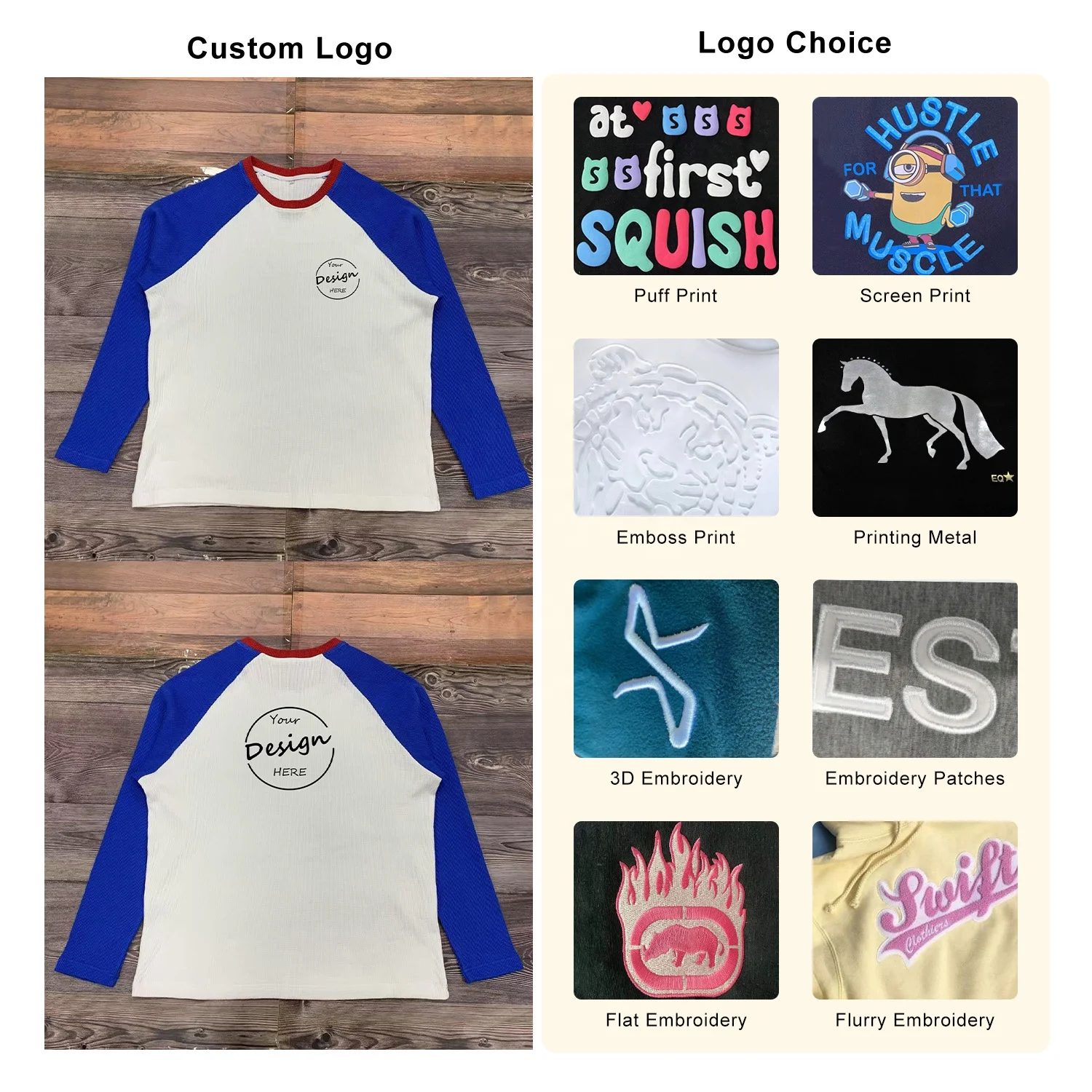 JL87E Color Block Cotton Men’s T-Shirt Round Neck Silk Screen Printing Long Sleeve T-shirt