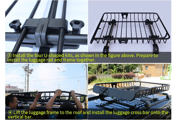 Universal Rooftop Cargo Carrier Auto Part Roof Luggage Basket for Offroad Travel Roof Holder Carrier Cargo Basket manufacture