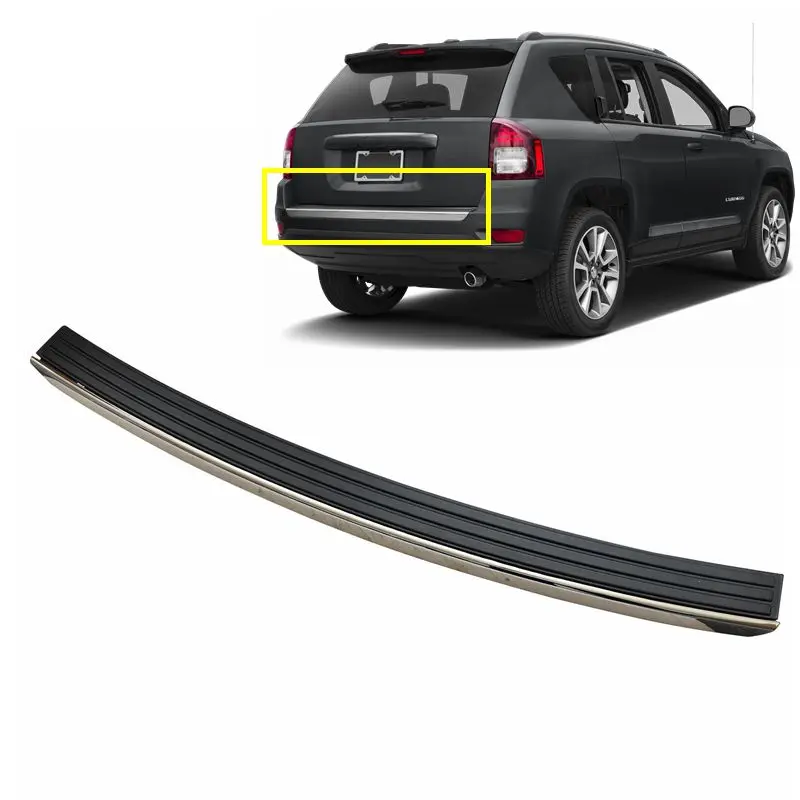 OEM replacement new rear bumper trim face bar step pad with chrome molding for Jeep compass 2011-2017 68091514AA