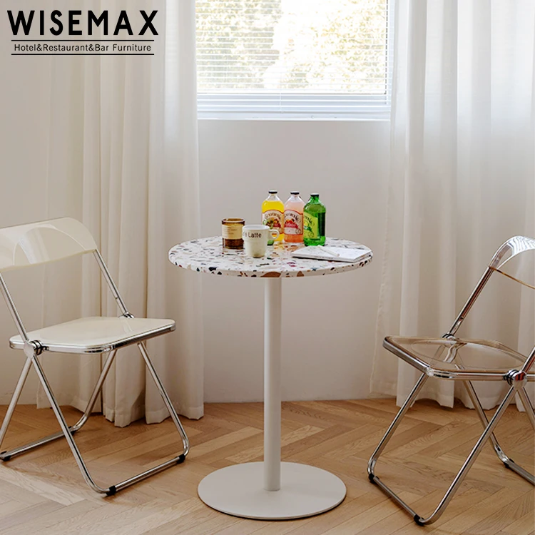 WISEMAX FURNITURE Nordic Minimal Terrazzo Round Dining Table Restaurant Coffee Shop Cafe Table square bar Table Commercial Use