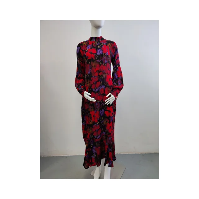 Excellent Offer Vintage Clothing Long Sleeves Floral Pattern Figure-Flattering Dress