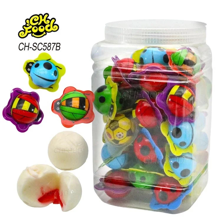 Wholesale 10g Halal 3d Cartoon Ladybird Ladybug Shape Strawberry Jam Filled in Ball Gummy Candy Sweets Snack Food