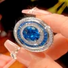 open size Blue pointed crystal119#Ring