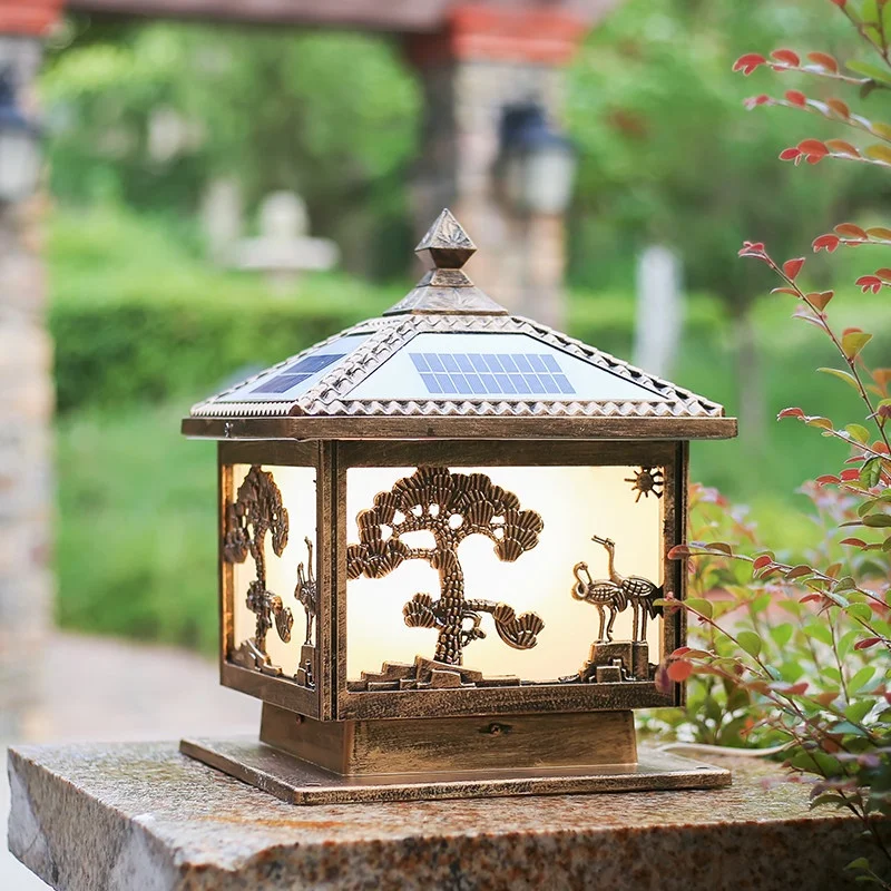 Lampu Pagar Tenaga Surya Tahan Air dari Aluminium untuk Penggunaan Luar Ruangan, Lampu Tiang Gerbang Villa, Lampu Pilar Halaman, Lampu Dinding Rumah Tangga