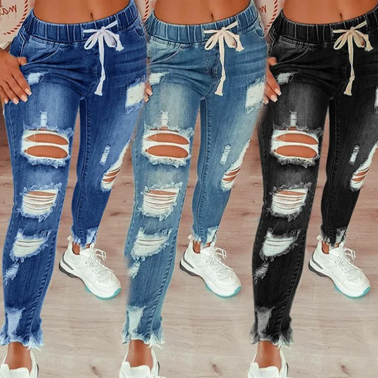 New Arrivals Fashion Skinny Light Blue Denim Pants Ripped Hole Women Jeans  Ropa De Mujer Women Jeans - Buy Women Jeans,Jeans,Women Jeans Ropa De Mujer  Product on 