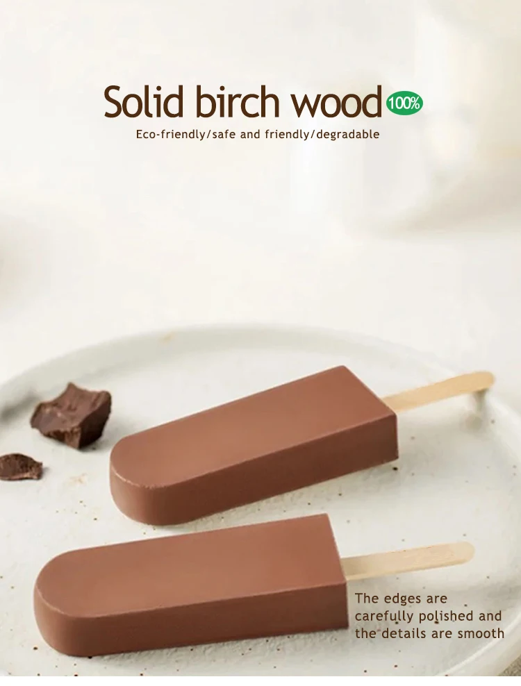 Biodegradable Rectangle Disposable Wooden Ice Cream Sticks For Diy