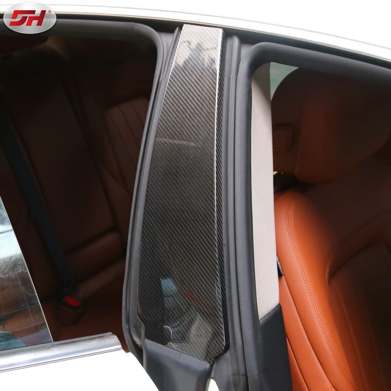 2pcs Car carbon fiber middle column window B-pillar trim cover Suitable for Maserati Quattroporte 2013-up