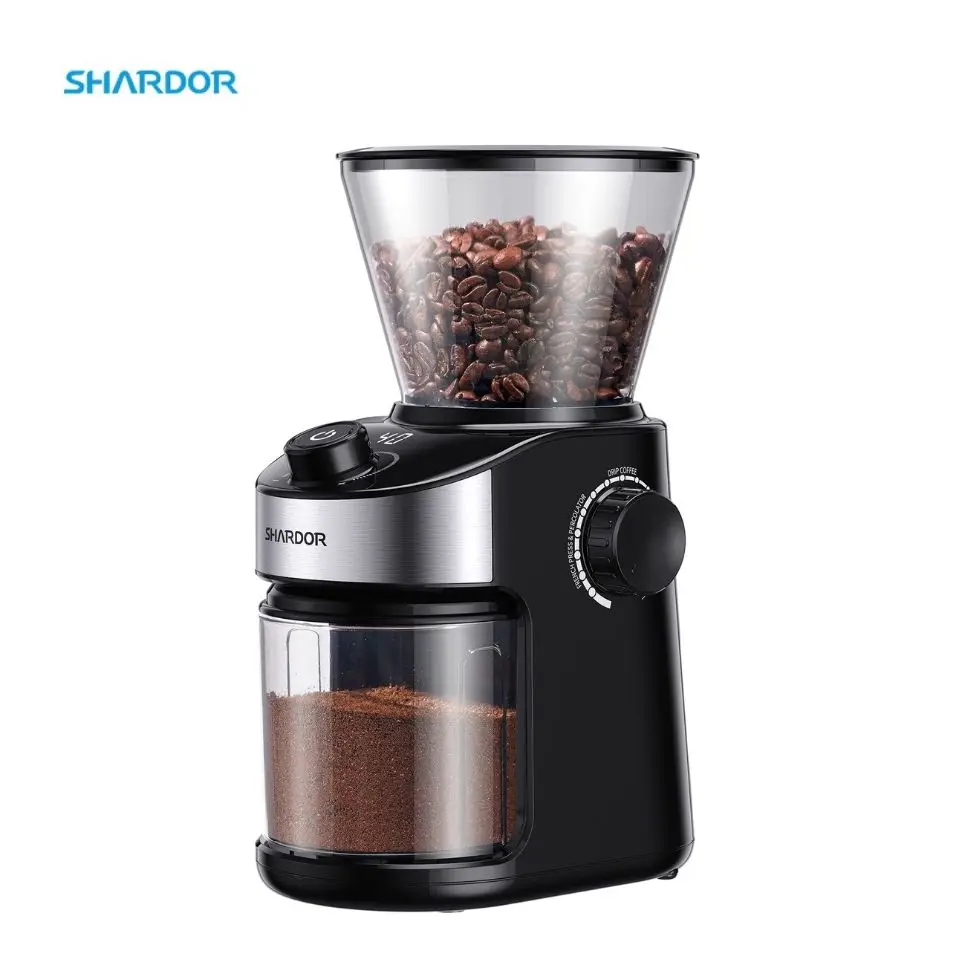 Small Flat Burr Coffee Grinder 240g 16 Setting Espresso French Press Coffee  Grinder