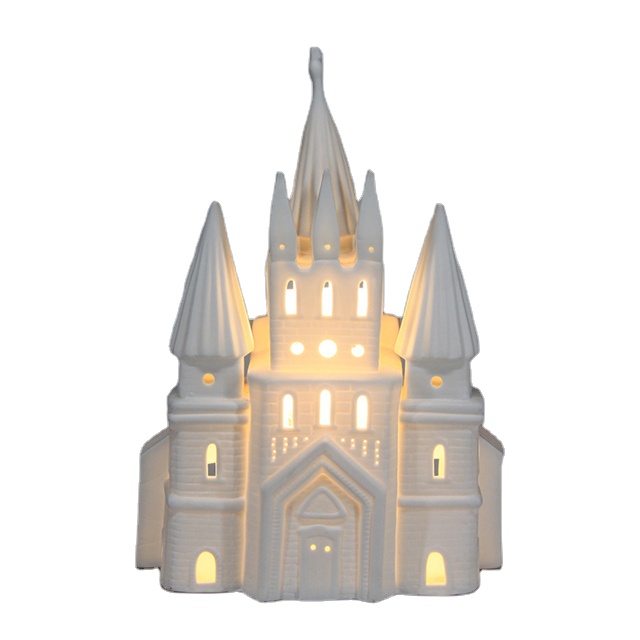 Fashion Luxury White Castle LED Glowing Castle Christmas Gift LED  Lamp