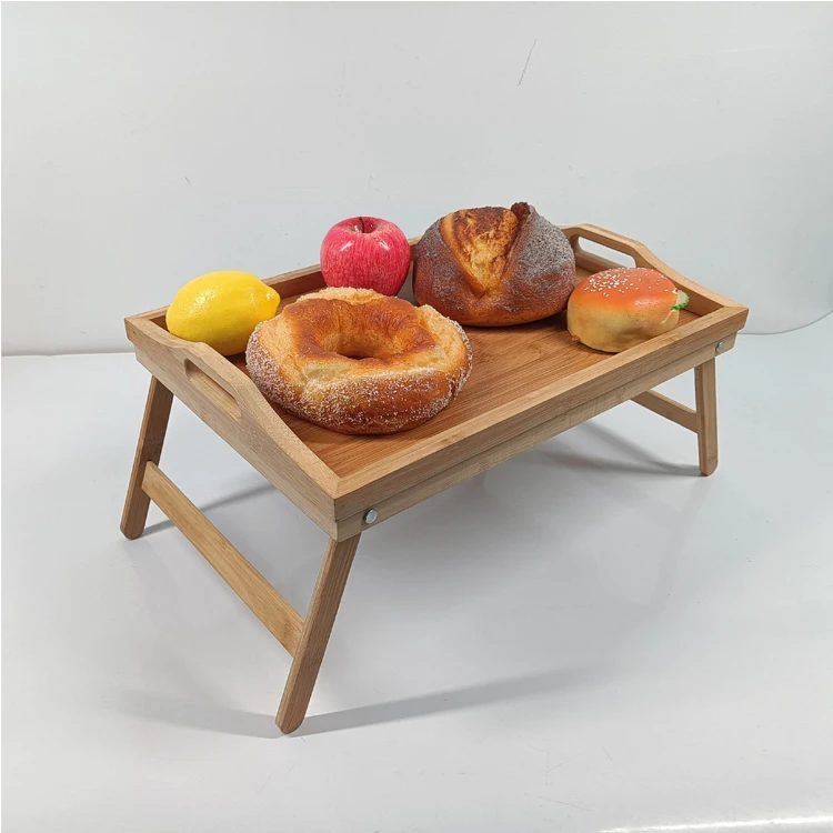 WDF Customizable bandeja de madera para desayuno bamboo foldable bed tray bandejas de madera decoracion wood serving tray supplier