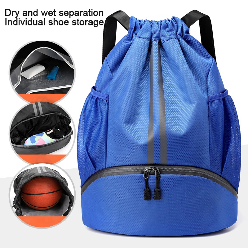 Basketball Bag, Sturdy Soccer Bag With Ball Holder & Shoe Compartment, Large Basketball Backpack For Training Equipment, Water Resistant Sports Ball Bags Fits Volleyball Football, Blue - View #5