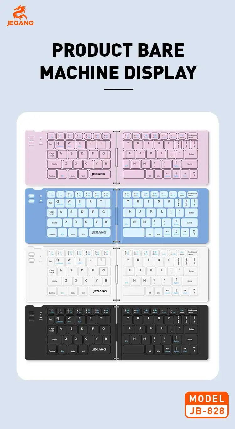 Jeqang JB-828 BT Ultra-Thin Folding Keyboard 2-Fold Design for Table and Laptop Use New Product