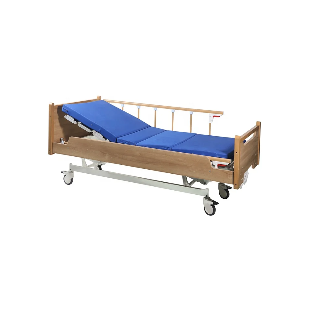 Adjustable Manual Crank Modern Foldable Hospital Bed Steel Frame PP Headboard Multi-Function Commercial Use Medical Hotel 6
