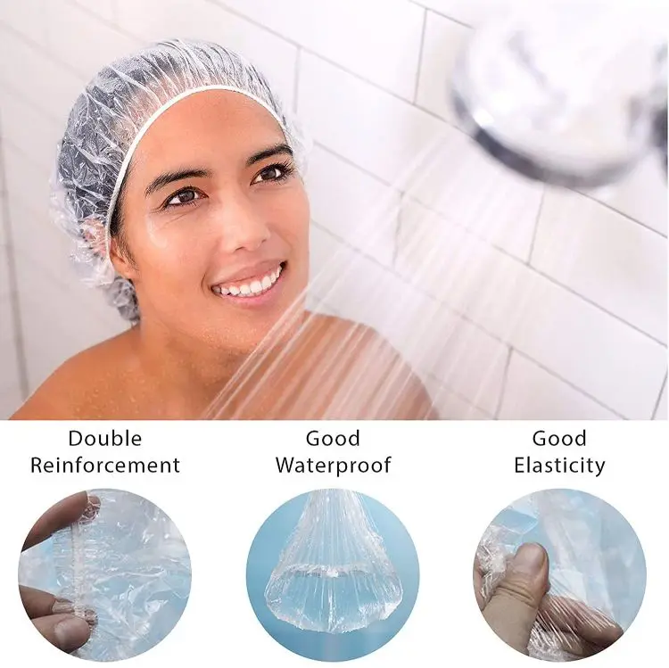 High Quality Disposable Clear Ldpe Hdpe Plastic Shower Caps Hotel Bath