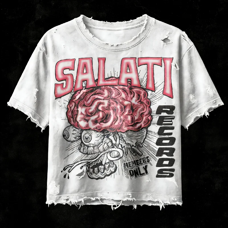 Custom 100% Cotton Cropped Tee Raw Hem Drop Shoulder DTG Printing Rhinestone Acid Wash Sun Faded Distressed Crop T Shirt gallery 2
