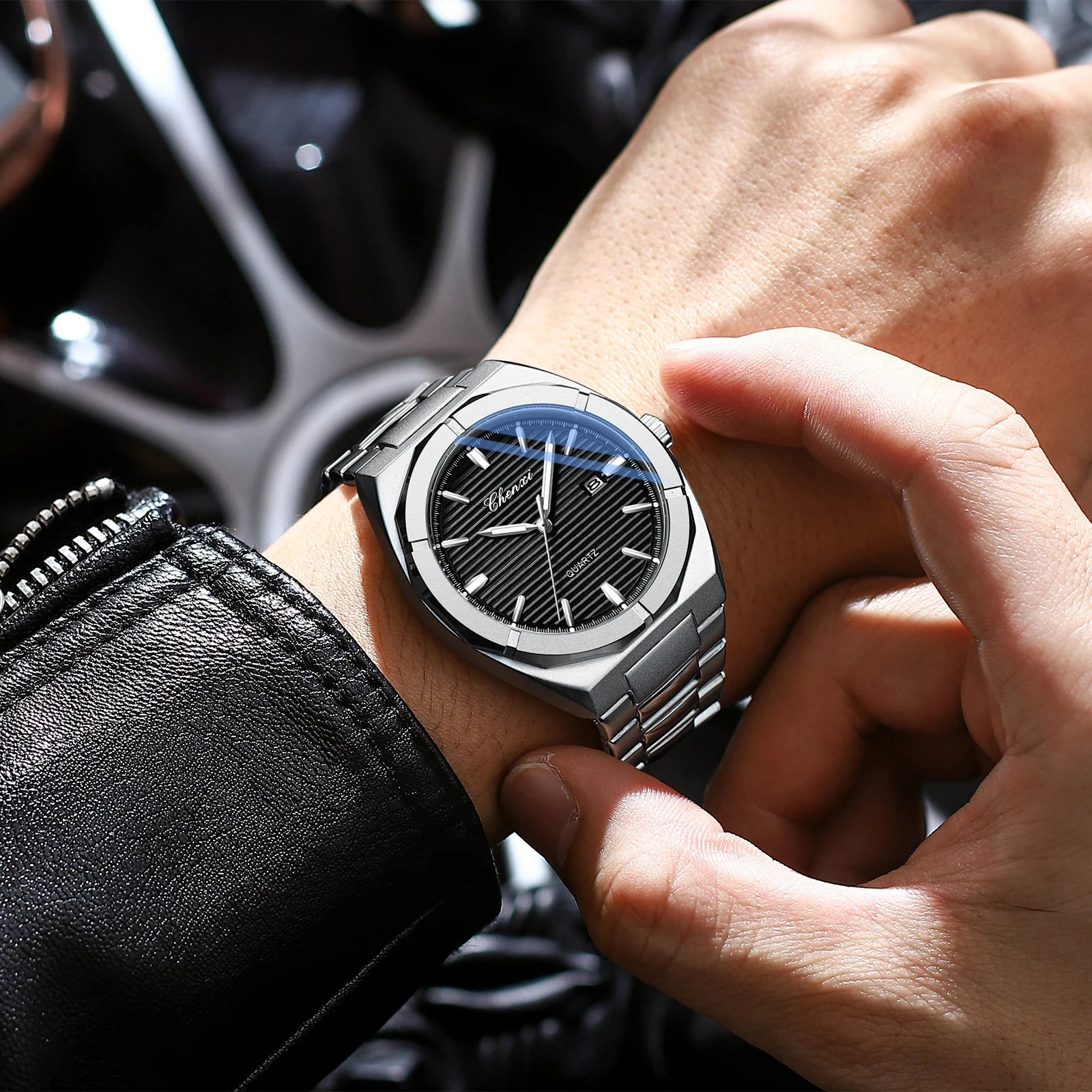 CHENXI 8262 Stainless Steel Quartz Watch for Men, Waterproof Sport