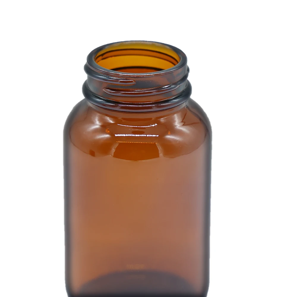 Amber Tablet Glass Bottles with Wide Mouth for Pills Capsules Supplements