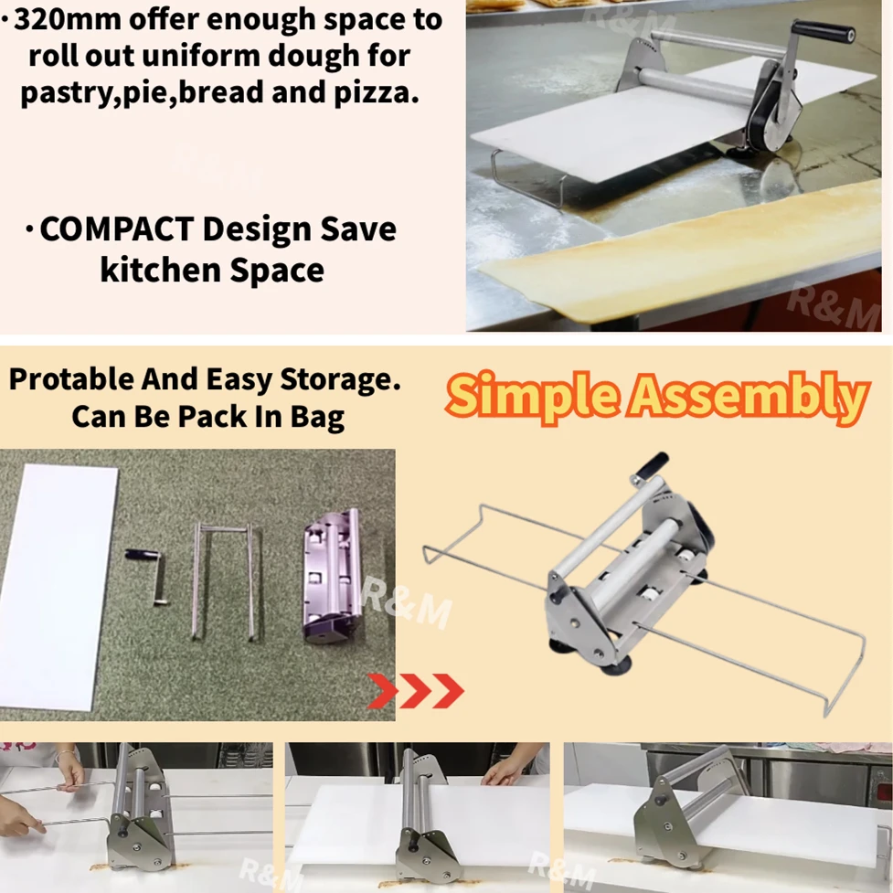 Home Use Industrialroll Tabletop Mini Manual Food Dough Roller Daugh Sheeter Laminator Press Counter Top Hand Crank for Bakery