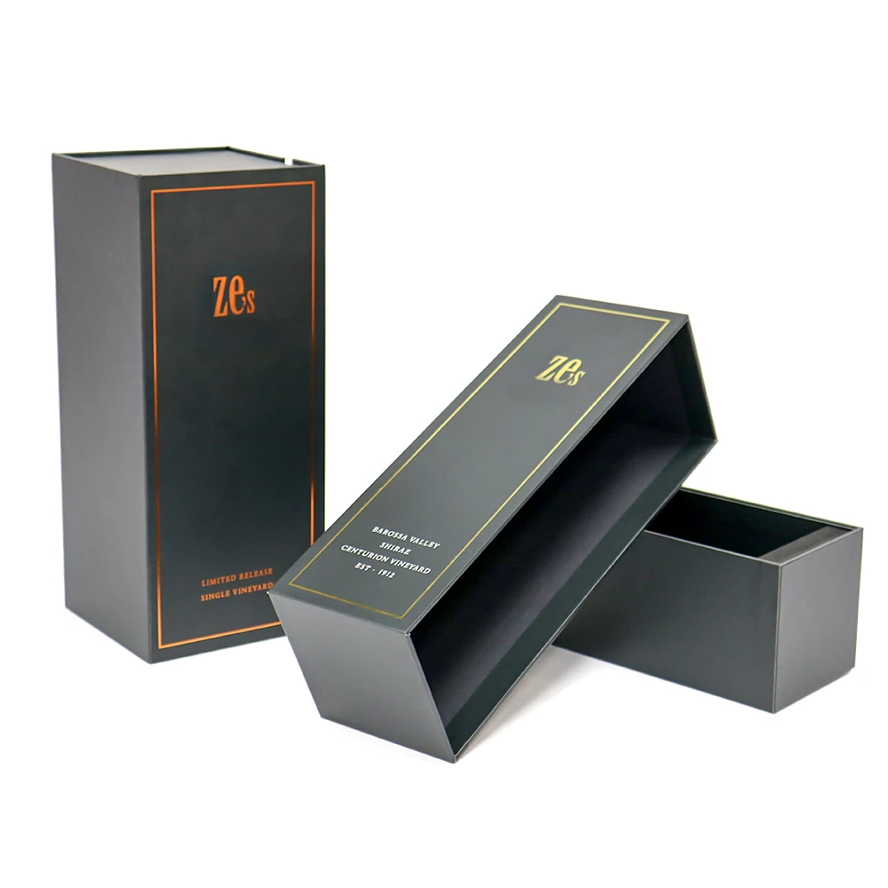 Direct Sales Competitive Price Paper Cardboard Drawer Style Single Liquor Wine Glasses Bottle Gift Packaging Box