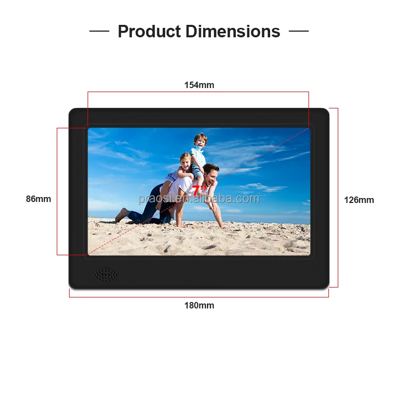 Pros Digital Picture Frame 7 Inch Digital Photo Frame Remote Control 1080P Video Music Calendar Wall Mountable SD Card USB Drive