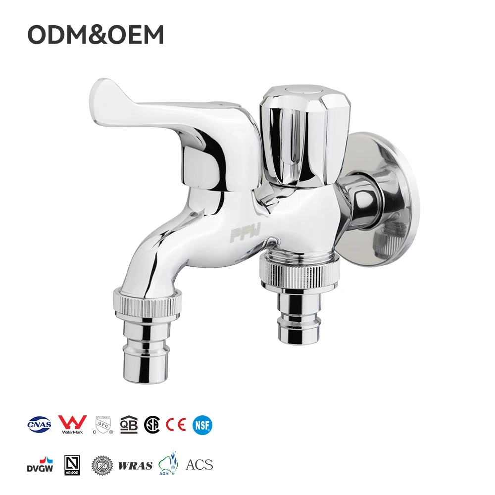 Латунний двопризначний кран для пральної машини з ручкою з АБС-пластмаси, безпечний, з високим потоком води, м'який аерований струмінь, без подрапин, керамічний клапан