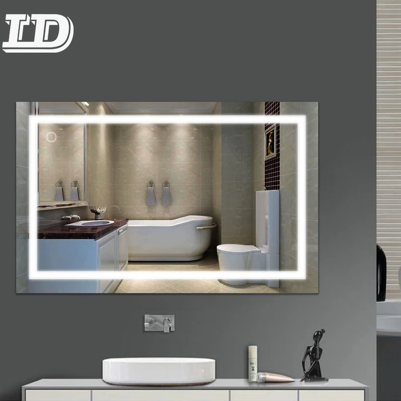 High Quality Smart Magic Touch Screen  Large Wall Mirror Modern Led  Bathroom Mirror Temp for Hotel