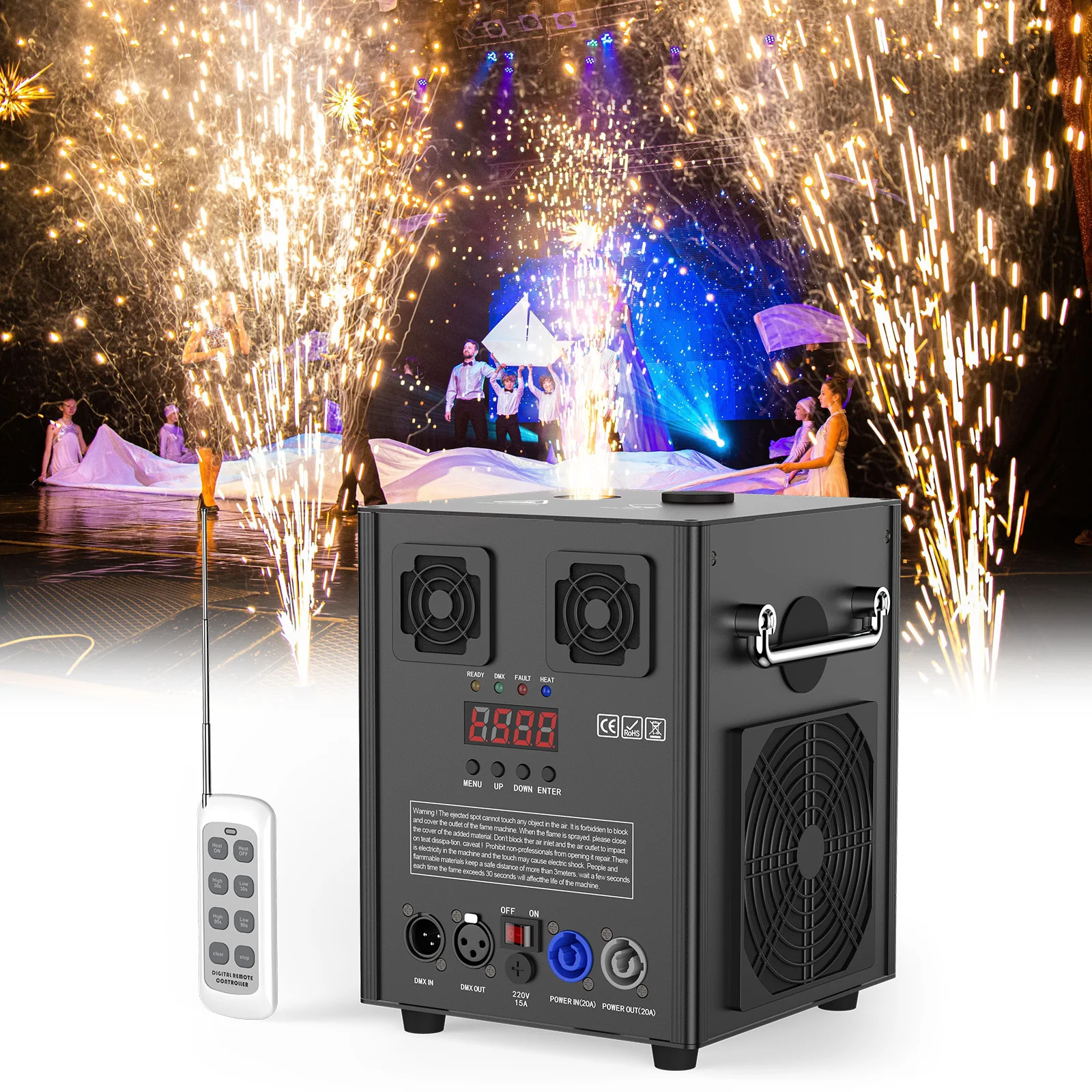 600W Cold Spark Machine with Remote Control - Stage Effects