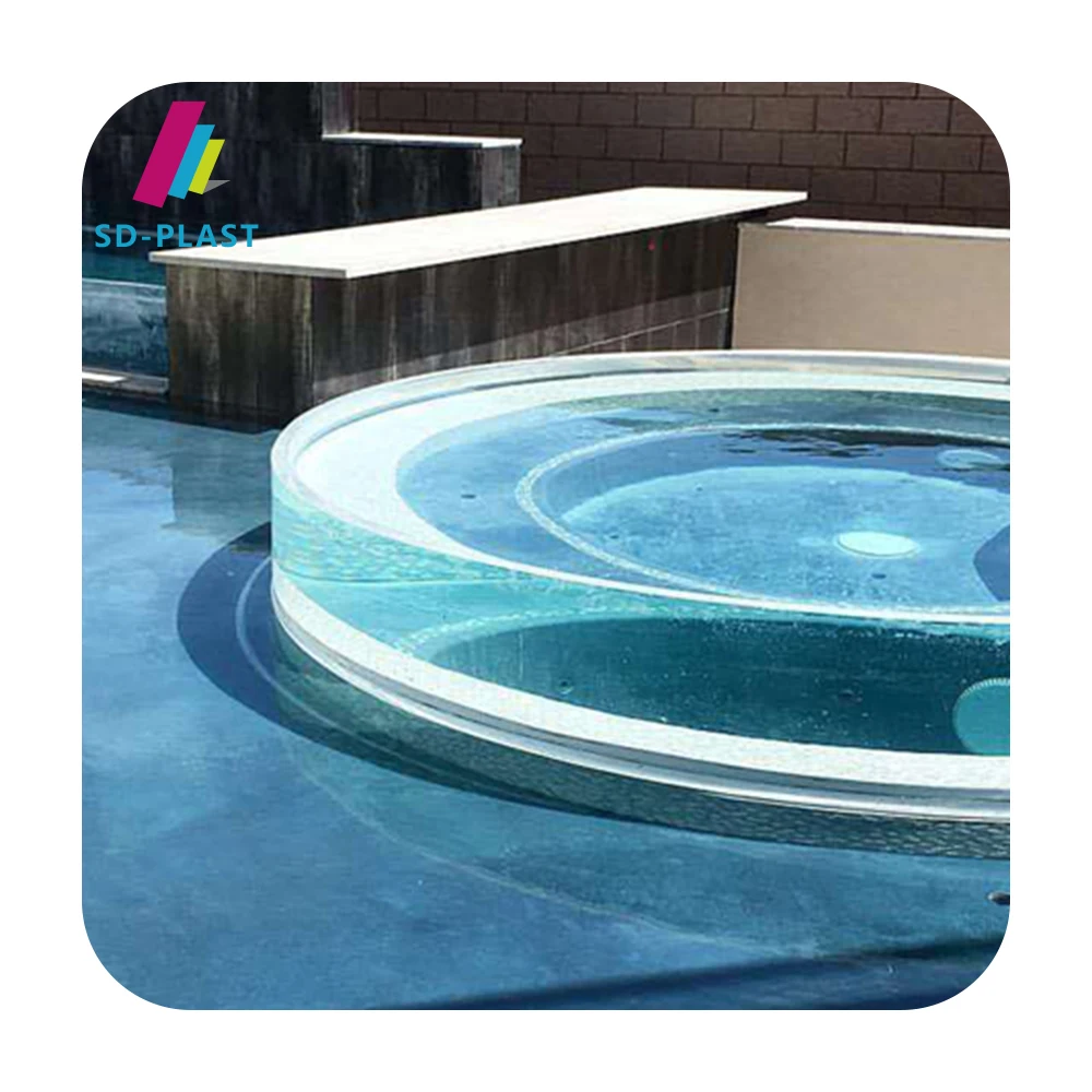 Waterfall Swimming Pool Rectangular Inground Pmma Transparent Acrylic Swimming Pool