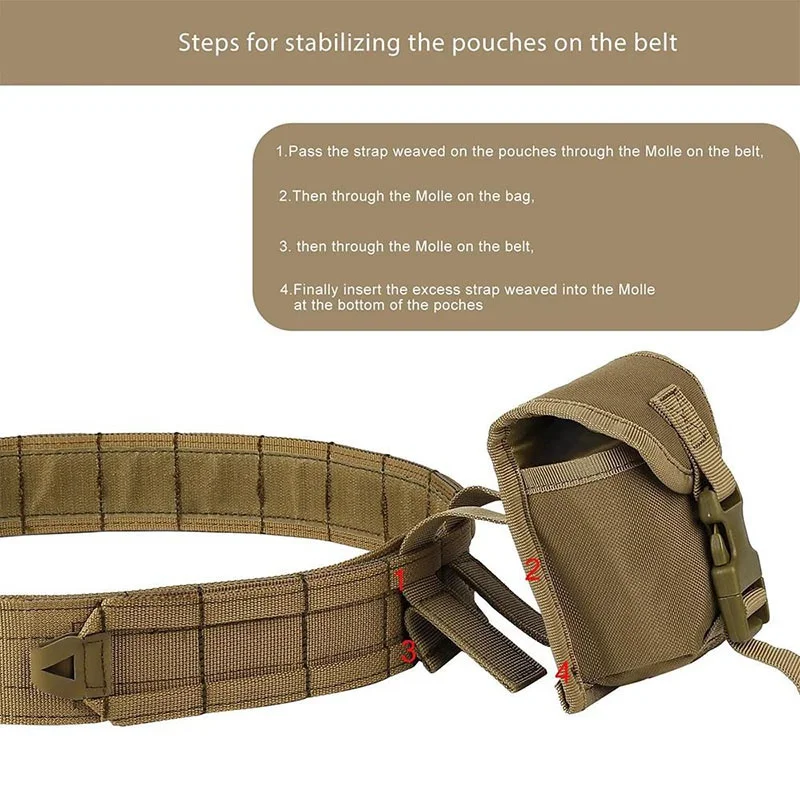 Tactical Belt with Pouches Accessories Hunting Utility Belts for Outdoor Multifunctional Wear-resistant Tactical Belts