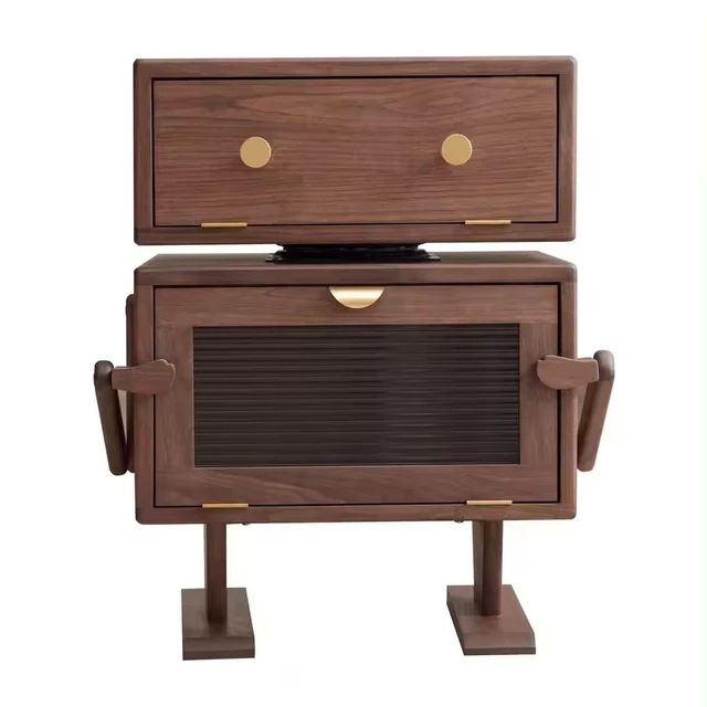 Fancy Design North American Robot Kids Modern Side Table Solid Wood Bedside Table Nightstand for Bedroom