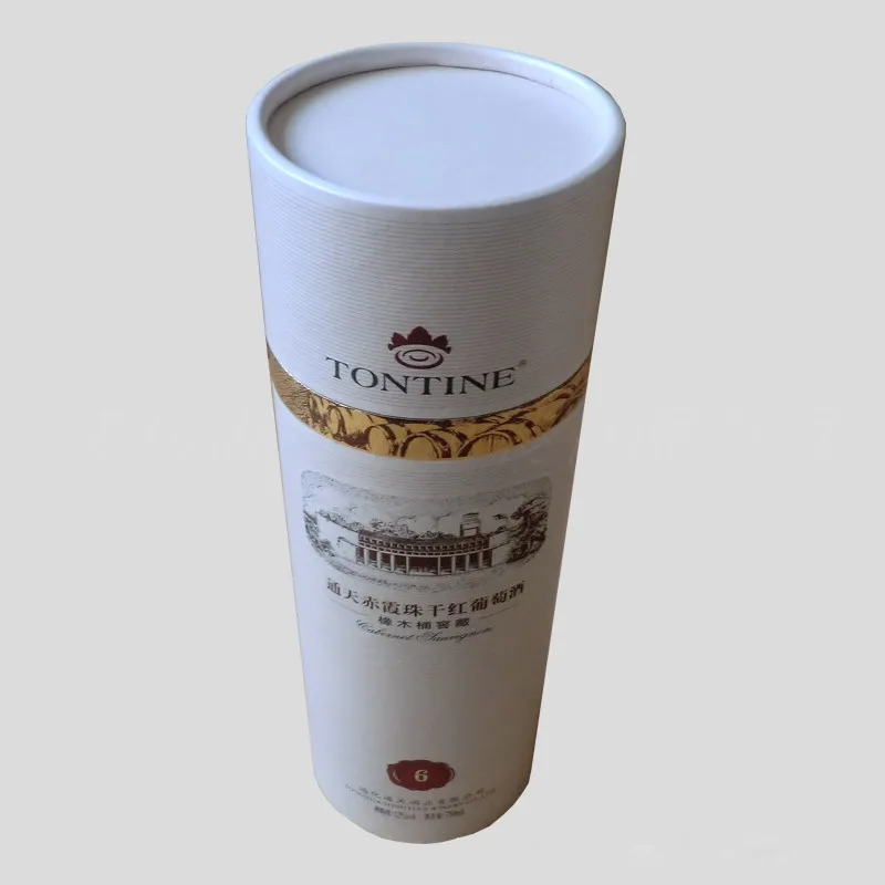 Luxury Custom Eco Friendly Biodegradable Cardboard Cylinder Box for Whiskey Olive Oil Wine Bottle Packaging Paper Tube
