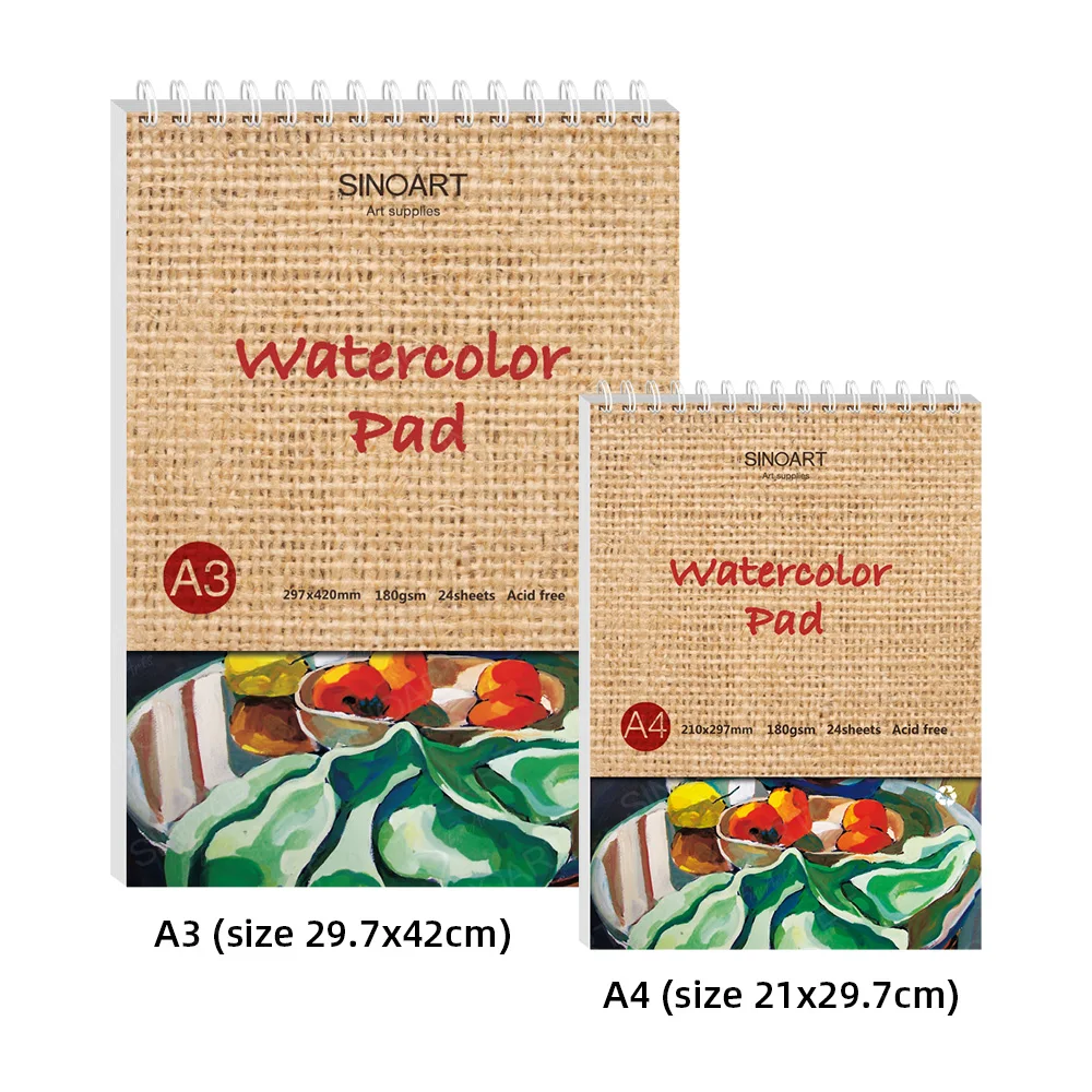 SINOART Art supplies 180g watercolor pad 24 Sheets Watercolor paper book  for Artist watercolor sketchbook