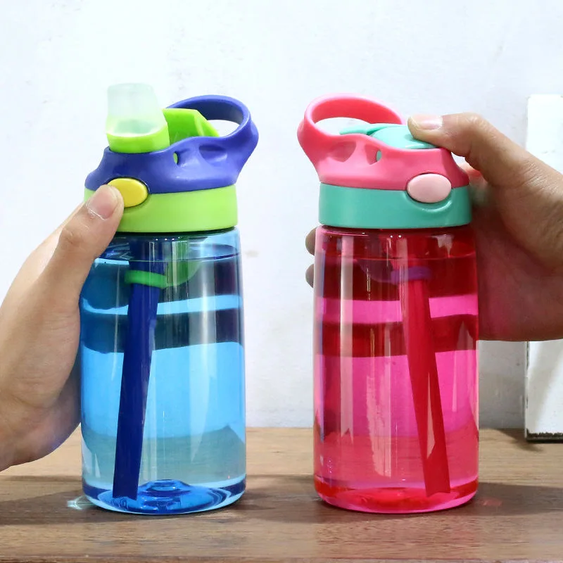 New 500ml Bpa Free kids Clear Plastic Water Bottle With Straw Drinking ...