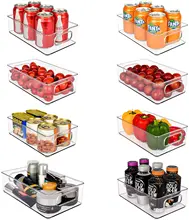 Plastic Clear Kitchen Freezer Refrigerator Organizer Bins Boxes Fridge Organization Bins