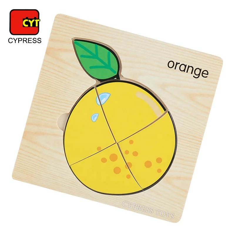 Дешевые деревянные пазлы для детей Деревянные игрушки из фруктов Детские развивающие игрушки