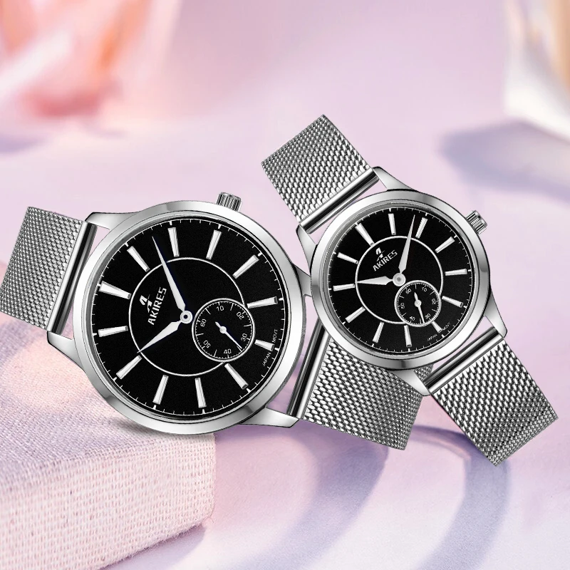 Factory Direct Sale Small Seconds 50M Waterproof Stainless Steel Watch Quartz Luxury Couple Wristwatches for Men Women