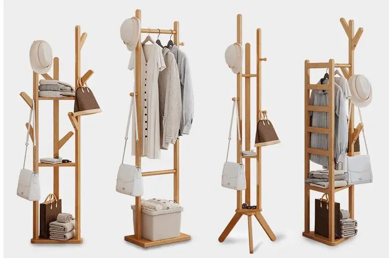 Suit Wooden Coat Hanger Stand Clothes Drying Rack Stand Office Coat