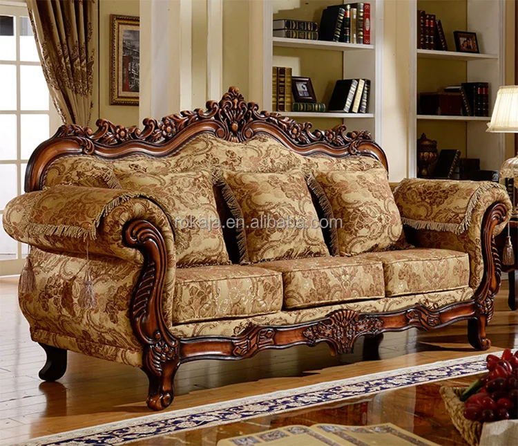 Antique Solid Wooden Sofa Set 7 Seater Luxury Lounge Sofa Classic Arab ...