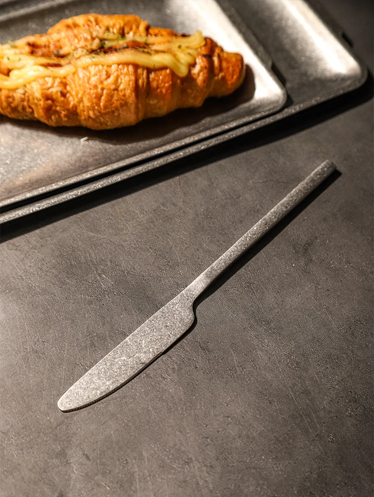 Retro Style Snowflake Gray High Quality Hotel Canteen Camping Stainless Steel Knife Coffee Serve Spoon and Fork Flatware Set